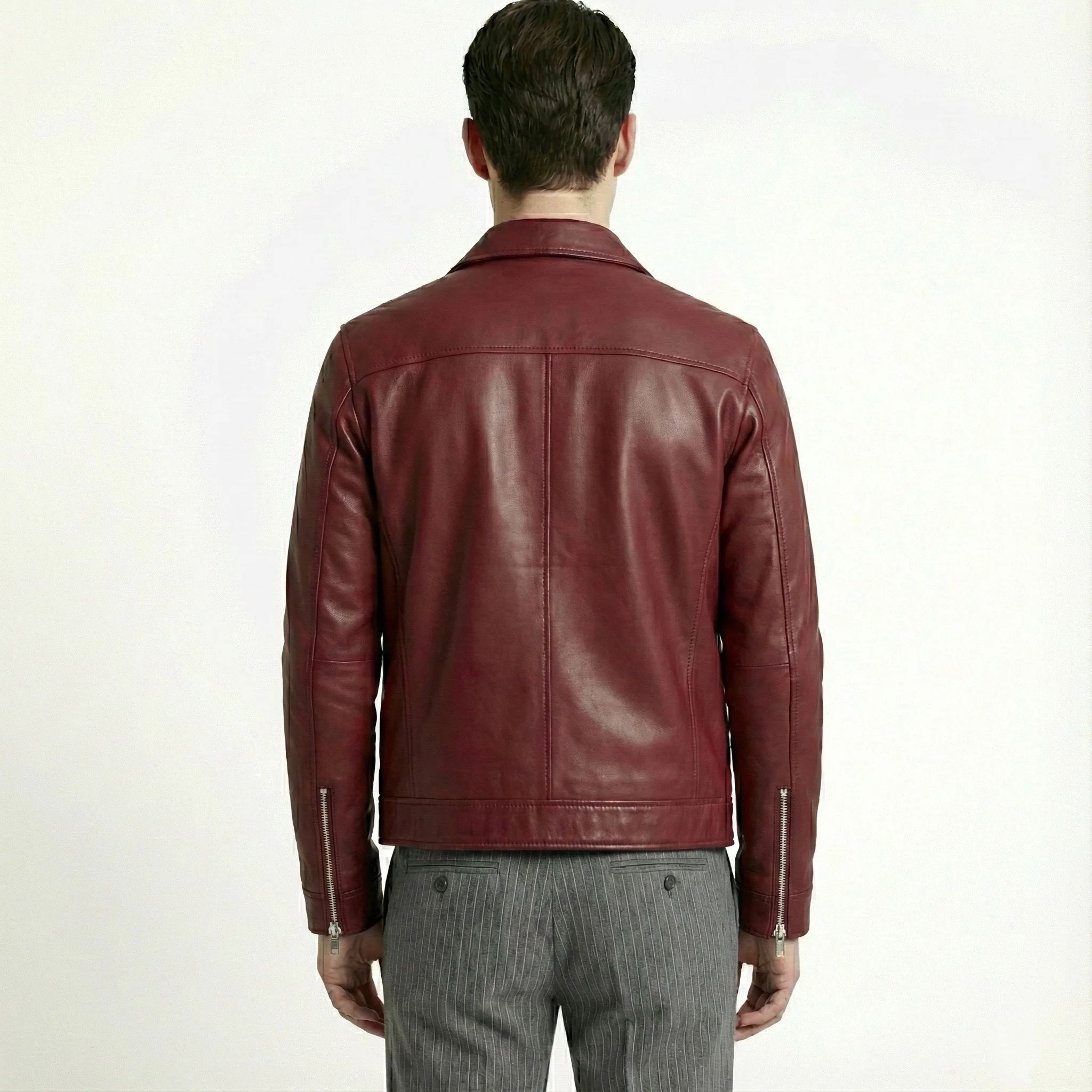 Collared cherry leather jacket - Image 7
