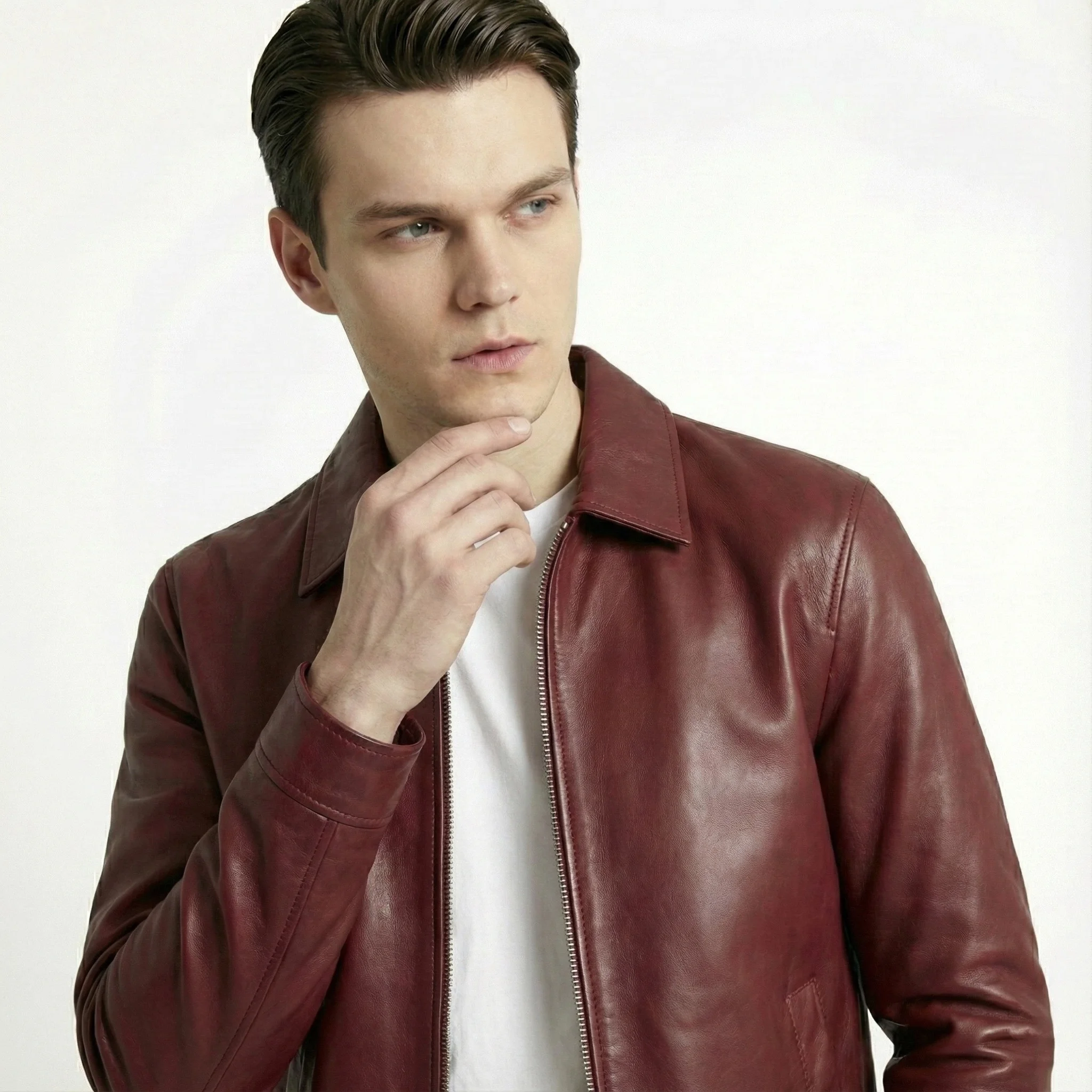 Collared cherry leather jacket - Image 6