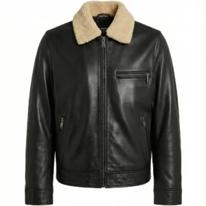 Zip-Up black leather jacket