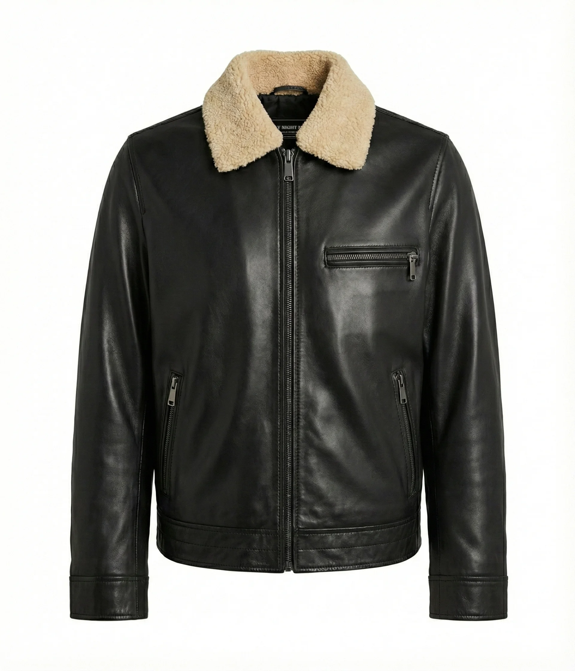 Zip-Up black leather jacket