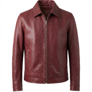 Collared cherry leather jacket